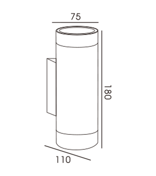 Lámpara de pared bidireccional de tubo de aluminio 60 (base especial AK) HR60254 Lámpara de pared bidireccional de tubo de aluminio 60 (base especial AK) HR60254