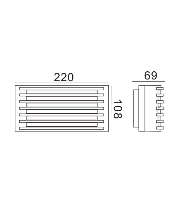 Lámpara de pared pan rectangular 3 HR65043 Lámpara de pared pan rectangular 3 HR65043