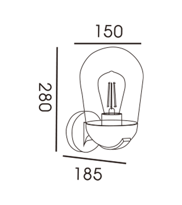 Lámpara de pared de inducción con campana de cristal Rocket Head HR60111S Lámpara de pared de inducción con campana de cristal Rocket Head HR60111S